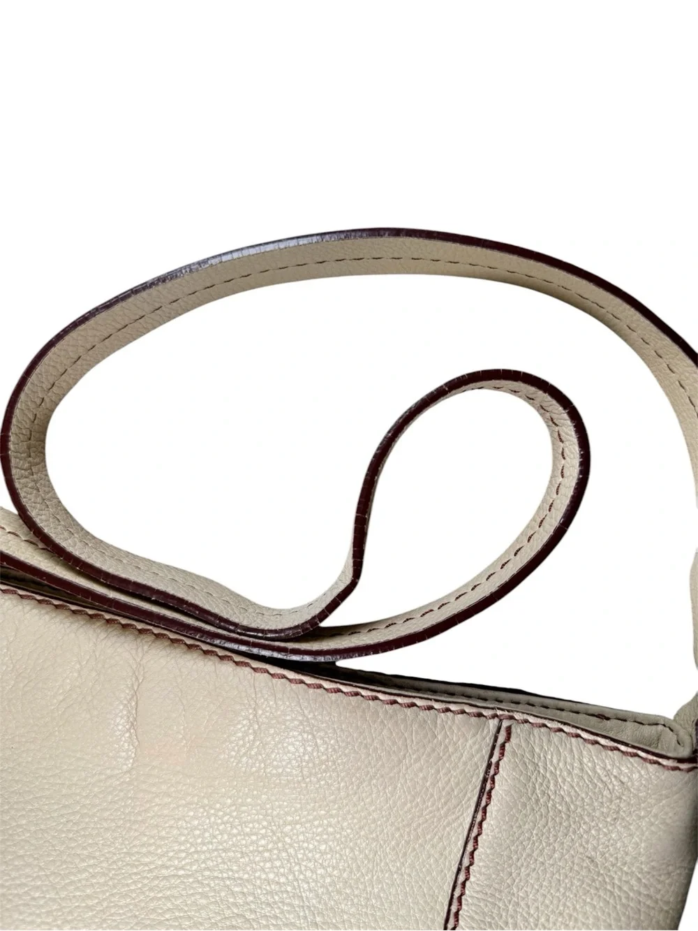 Vintage PINK LABEL The Sak Leather Hobo Shoulder Bag Cream Slouchy Boho Y2K